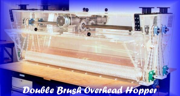 Double brush overhead hopper as part of a modular flocking process